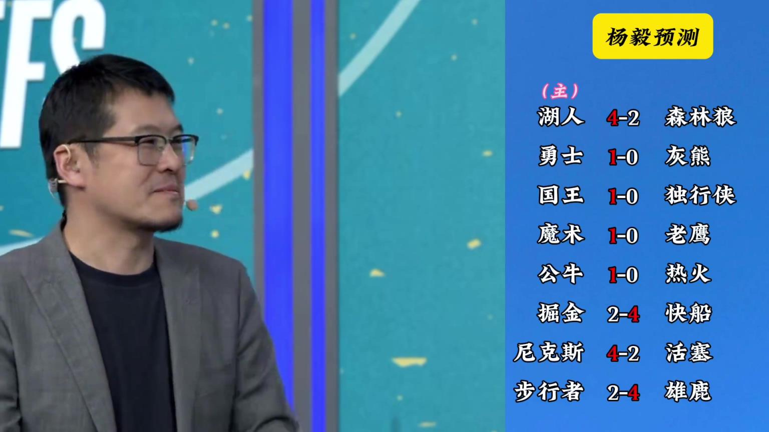明燈來(lái)了！看看楊毅的季后賽預(yù)測(cè)：湖人4-2狼 快船4-2掘金